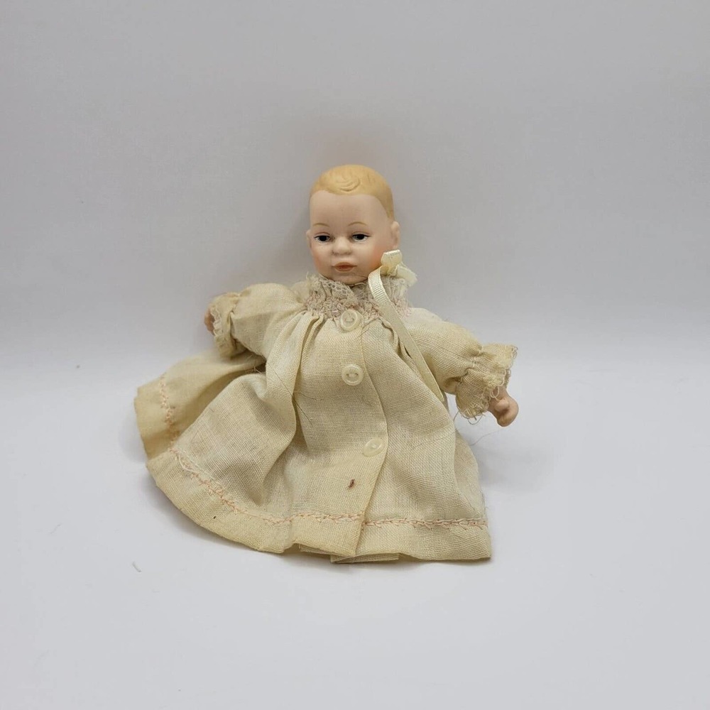 Vintage Bisque Porcelain Soft Body 5" Baby Doll Figurine